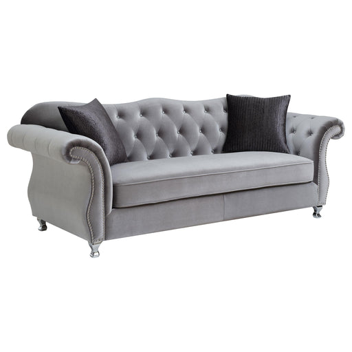 Frostine Button Tufted Sofa Silver image