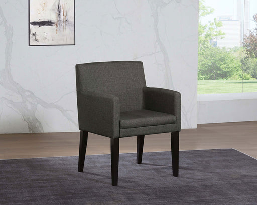 Catherine Upholstered Dining Arm Chair Charcoal Grey and Black (Set of 2) image