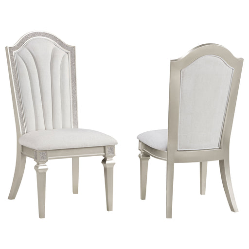 Evangeline Upholstered Dining Side Chair with Faux Diamond Trim Ivory and Silver Oak (Set of 2) image