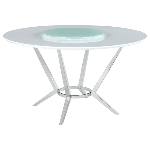 Abby Round Dining Table with Lazy Susan White and Chrome image