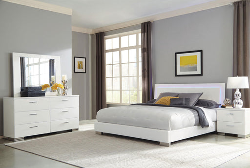 Felicity 4-piece Queen Bedroom Set with LED Headboard Glossy White - James Furniture (NY)