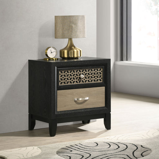 Valencia 2-drawer Nightstand Light Brown and Black image