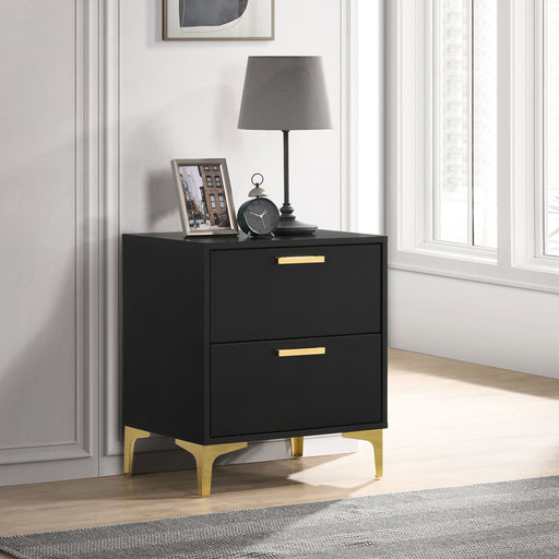 Kendall 2-drawer Nightstand Black and Gold image