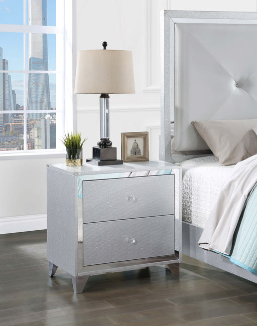 Larue 2-drawer Nightstand with USB Port Silver image