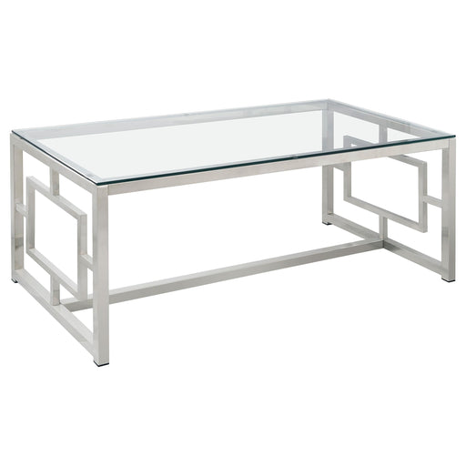 Merced Rectangle Glass Top Coffee Table Nickel image
