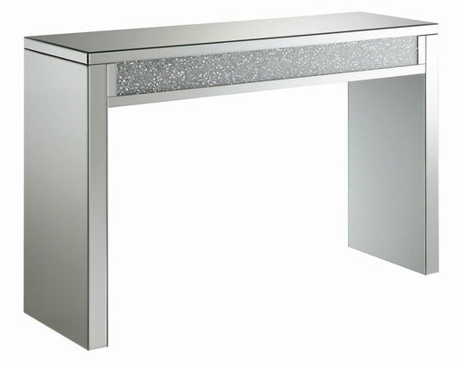 Gillian Rectangular Sofa Table Silver and Clear Mirror image