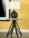 Hadi Round End Table with Hairpin Legs Cement and Gunmetal image