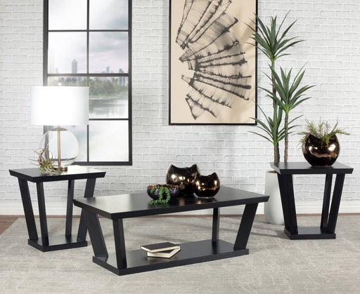 Aminta 3-piece Occasional Set with Open Shelves Black image