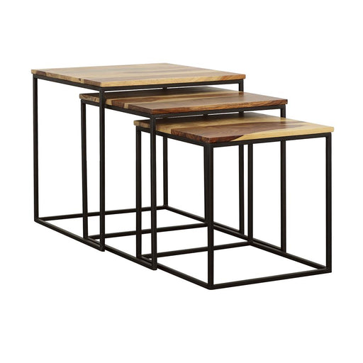 Belcourt 3-piece Square Nesting Tables Natural and Black image