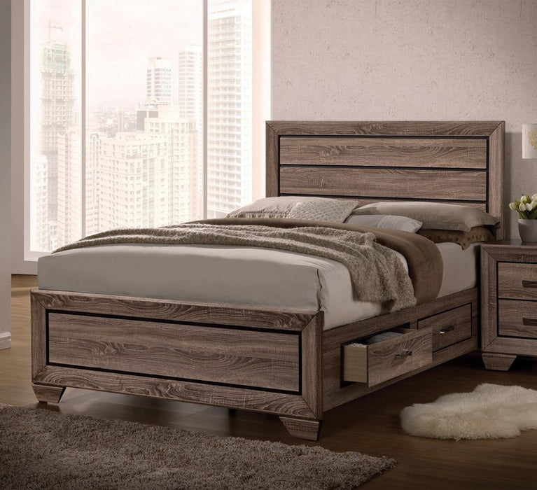 Kauffman California King, E.king, & Queen Panel Bed Washed Taupe - James Furniture (NY)