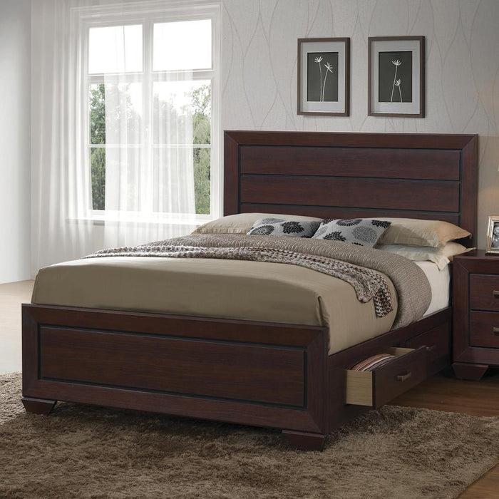 Kauffman California King, Eastren King, & Queen Panel Bed Dark Cocoa - James Furniture (NY)