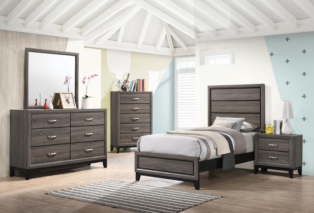 Watson Full & Twin Panel Bed Grey Oak