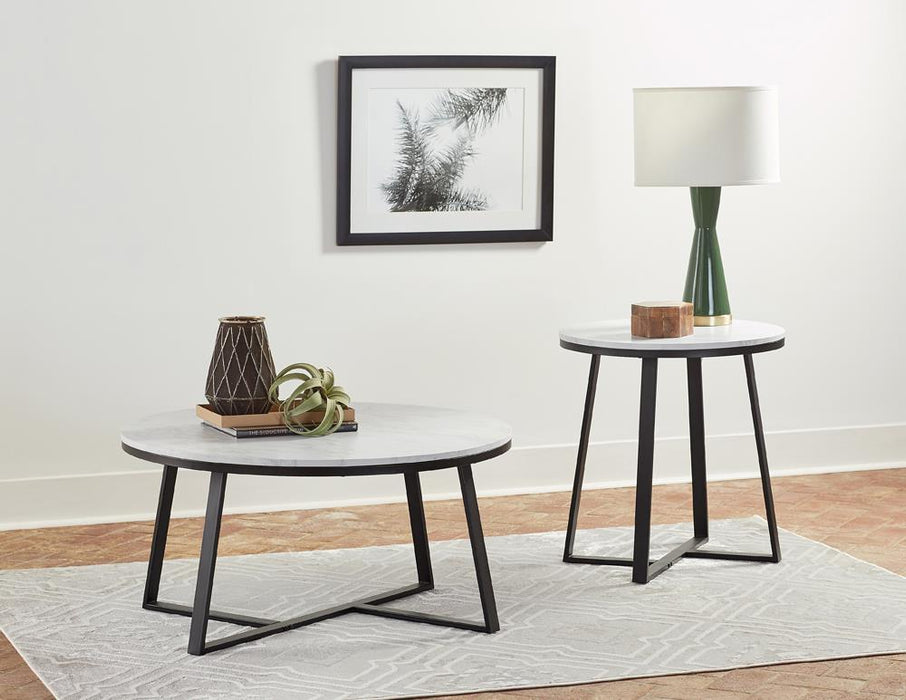 Hugo Round Coffee Table White and Matte Black - James Furniture (NY)