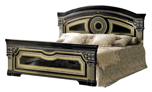 ESF Furniture Aida Queen Panel Bed in Black w/ Gold image