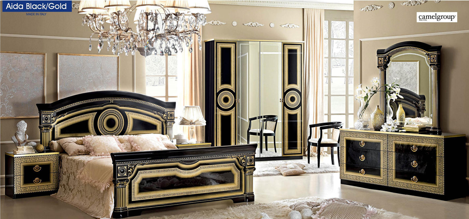 ESF Furniture Aida Double Dresser in Black w/ Gold