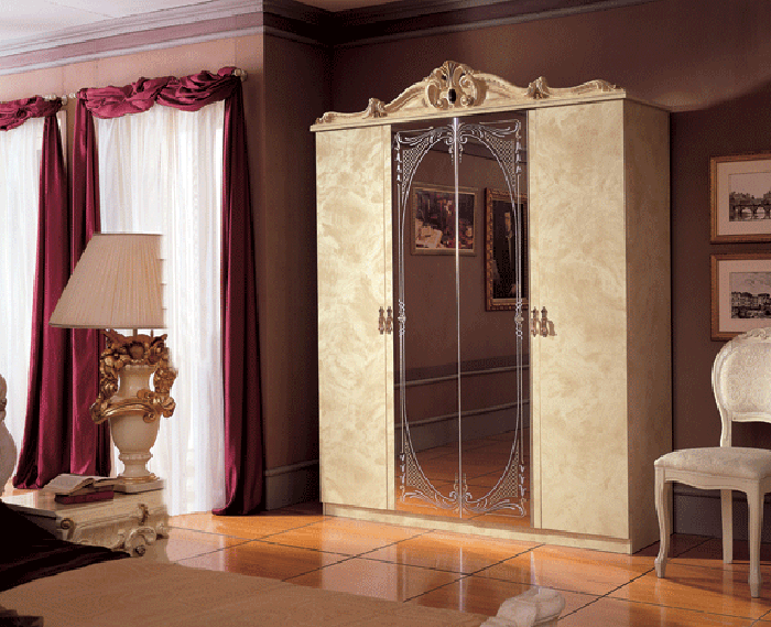 ESF Furniture Barocco 4-Door Wardrobe in Ivory