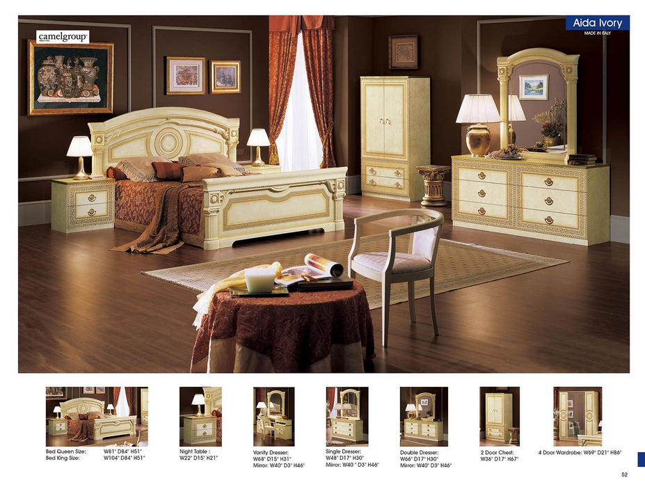 ESF Furniture Barocco 4-Door Wardrobe in Ivory
