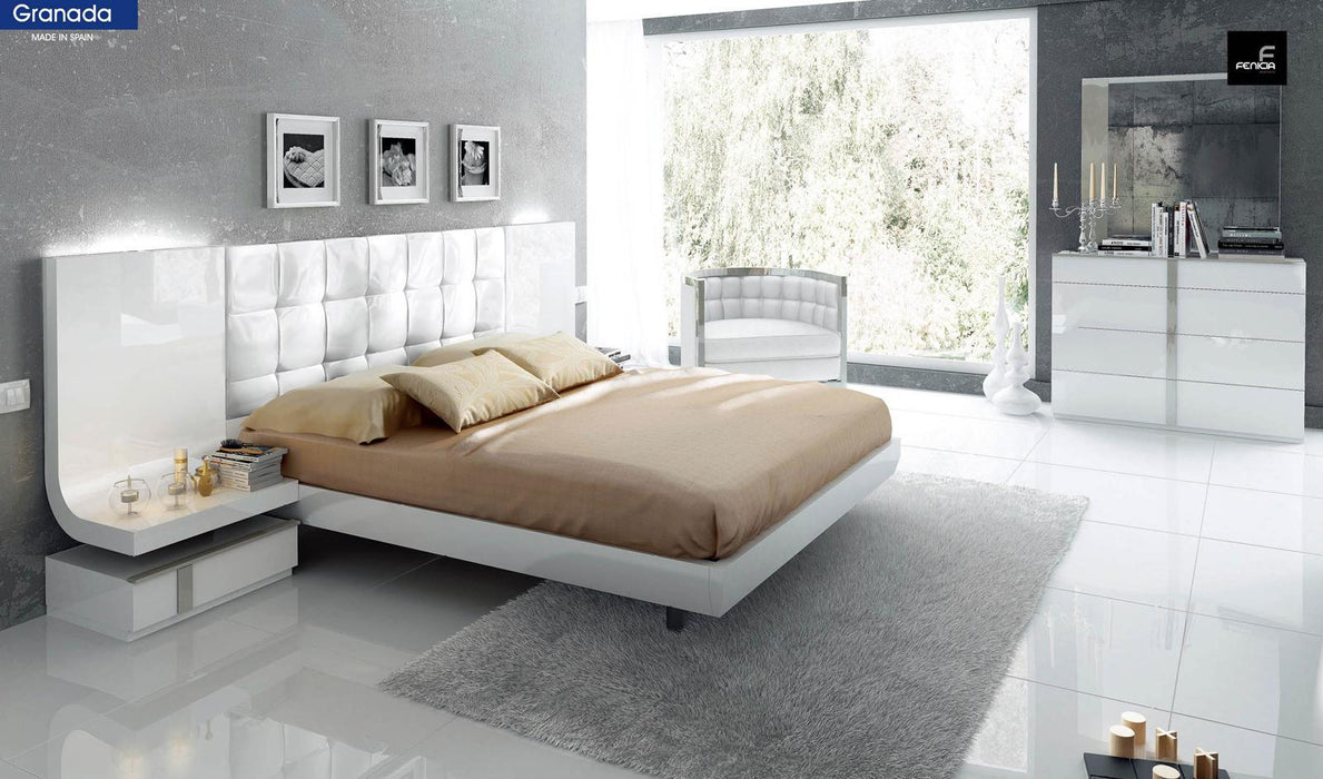 ESF Furniture Granada King Platform with Storage Bed in White