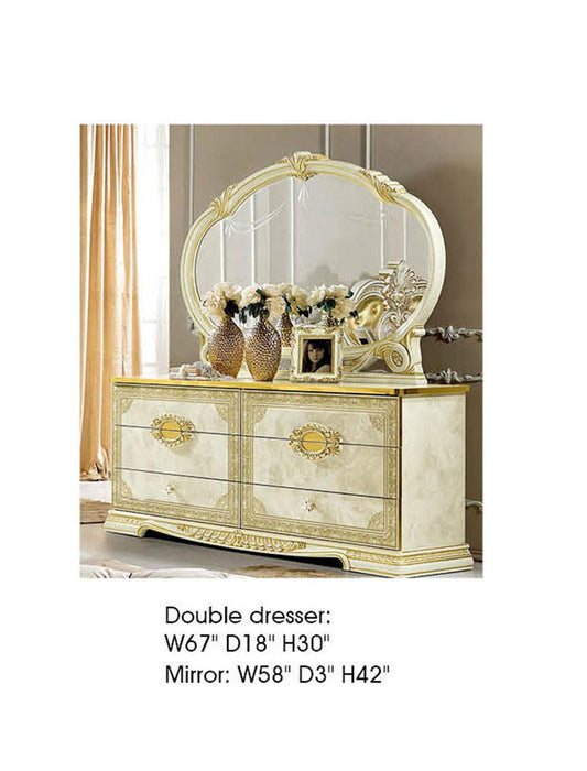 ESF Furniture Leonardo Double Dresser in Ivory