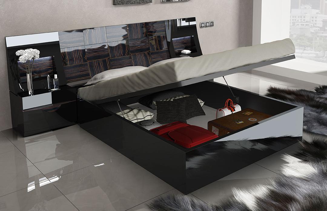 ESF Furniture Marbella King Platform with Storage Bed in Black
