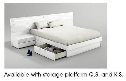 ESF Furniture Sara King Platform with Storage Bed in White