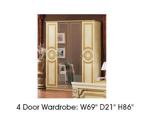ESF Furniture Aida 4 Door Wardrobe in Ivory w/ Gold image