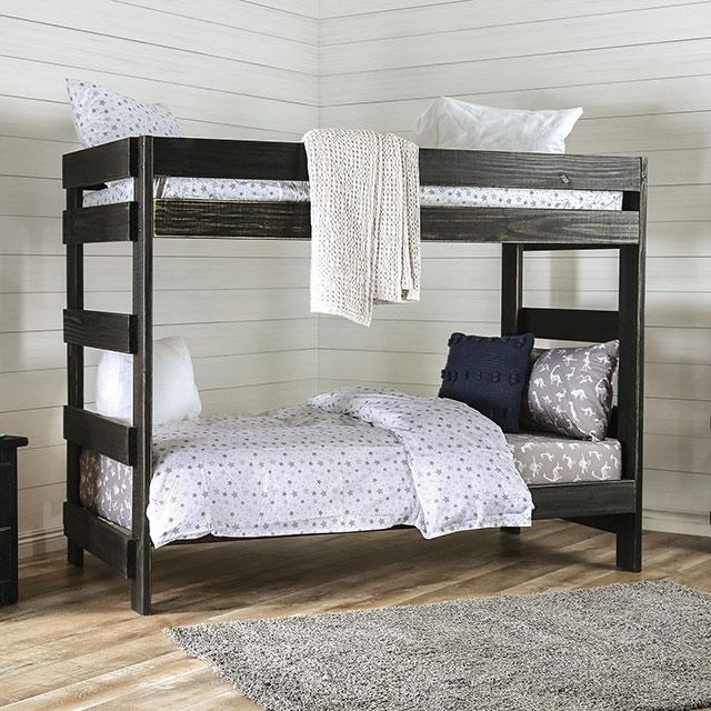 Arlette Twin/Twin Bunk Bed Brown, Black, Gray, & White