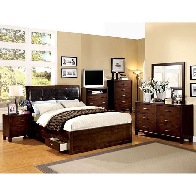 Enrico Full Queen Bed Brown, Black, & Cherry - James Furniture (NY)