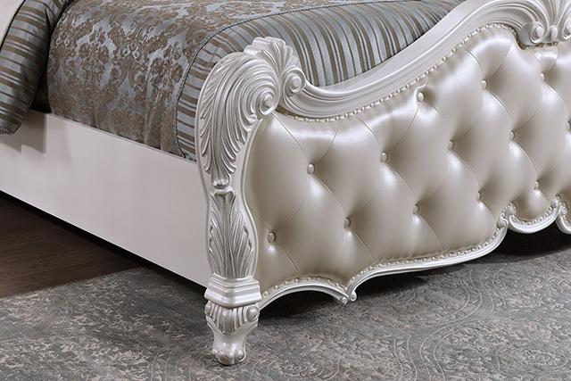 Ventresca E.King & Queen Bed White & Chrome