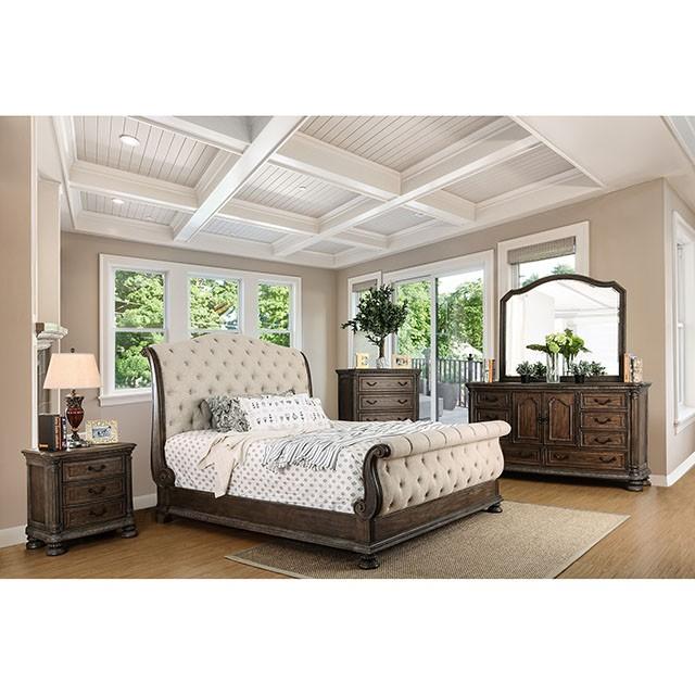 LYSANDRA Beige/Rustic Natural Tone Cal.King, E.King, & Queen Bed