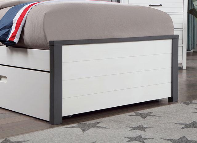 PRIAM Full & Twin Bed, White/Gray, Pink, Chrome, & Yellow