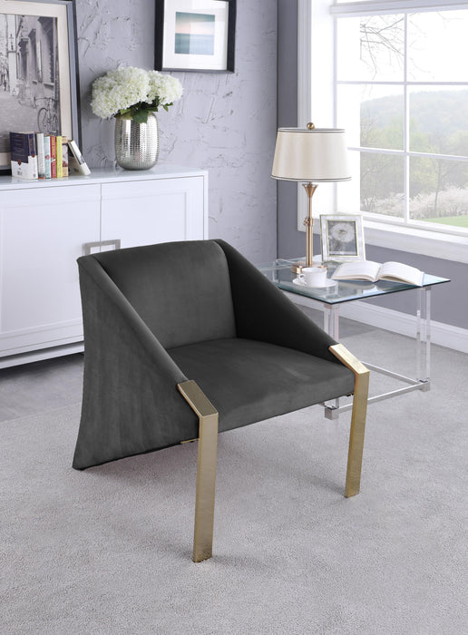 Rivet Grey Velvet Accent Chair