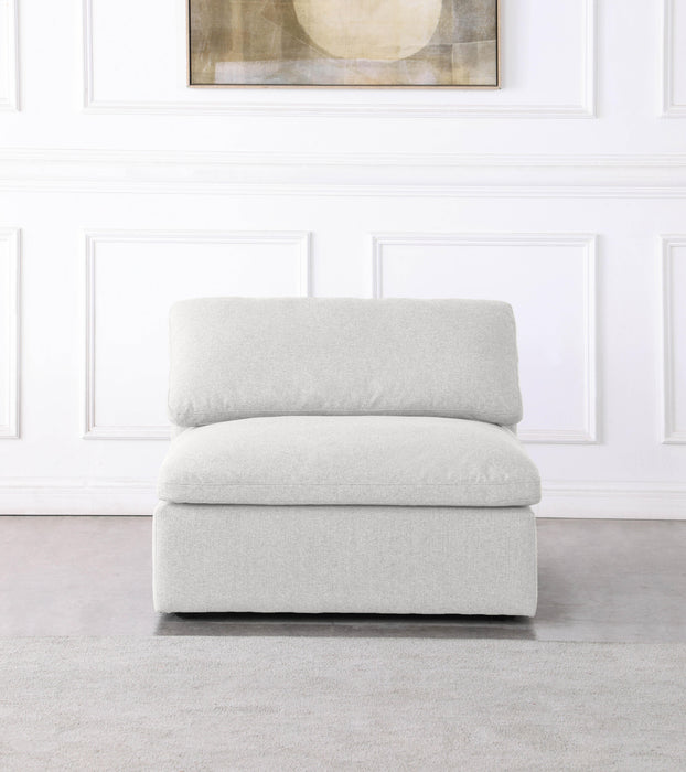 Serene Cream Linen Fabric Deluxe Cloud Armless Chair