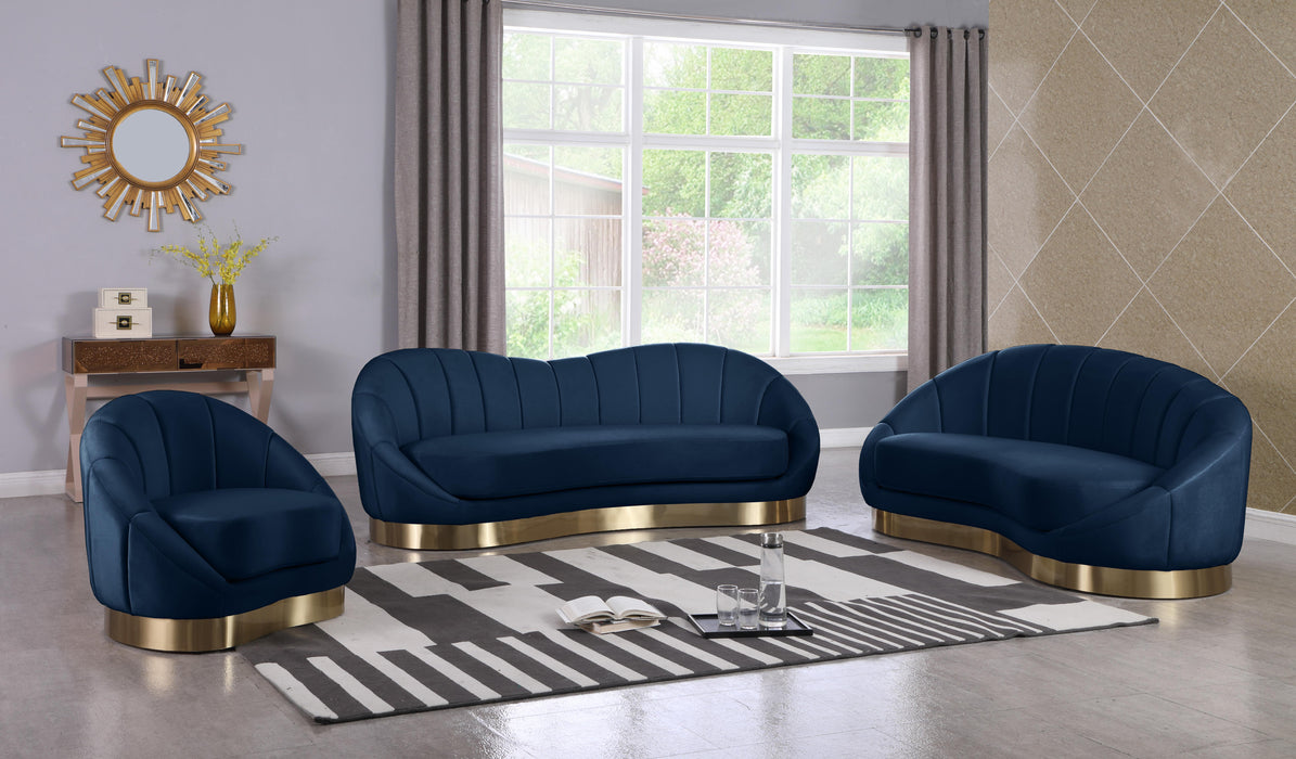 Shelly Navy Velvet Chaise - James Furniture (NY)
