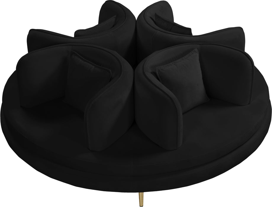 Circlet Black Velvet Round Sofa Settee