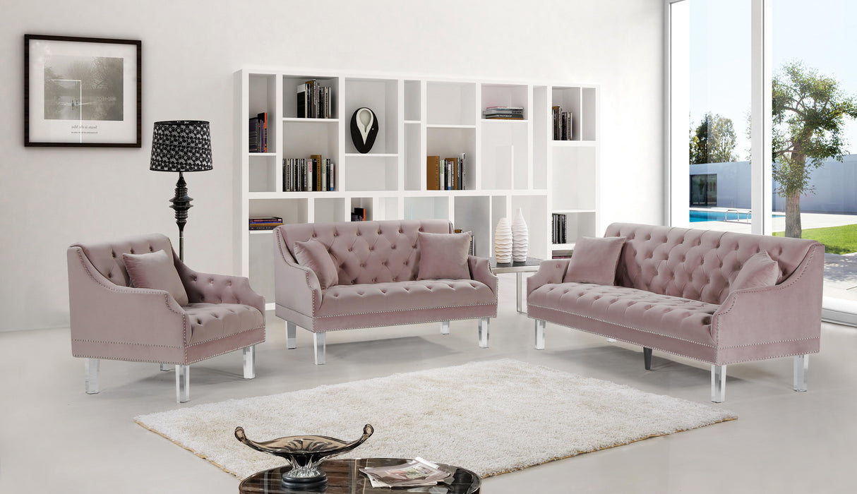 Roxy Pink Velvet Sofa