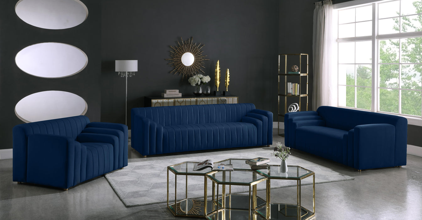 Naya Navy Velvet Loveseat - James Furniture (NY)