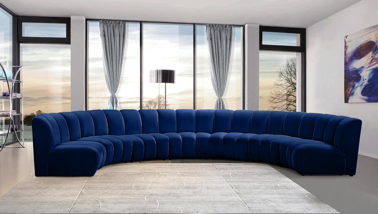 Infinity Navy Velvet 7pc. Modular Sectional - James Furniture (NY)