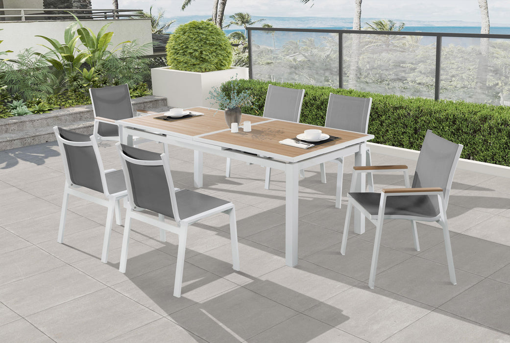 Nizuc Grey Mesh Waterproof Fabric Outdoor Patio Aluminum Mesh Dining Chair - James Furniture (NY)