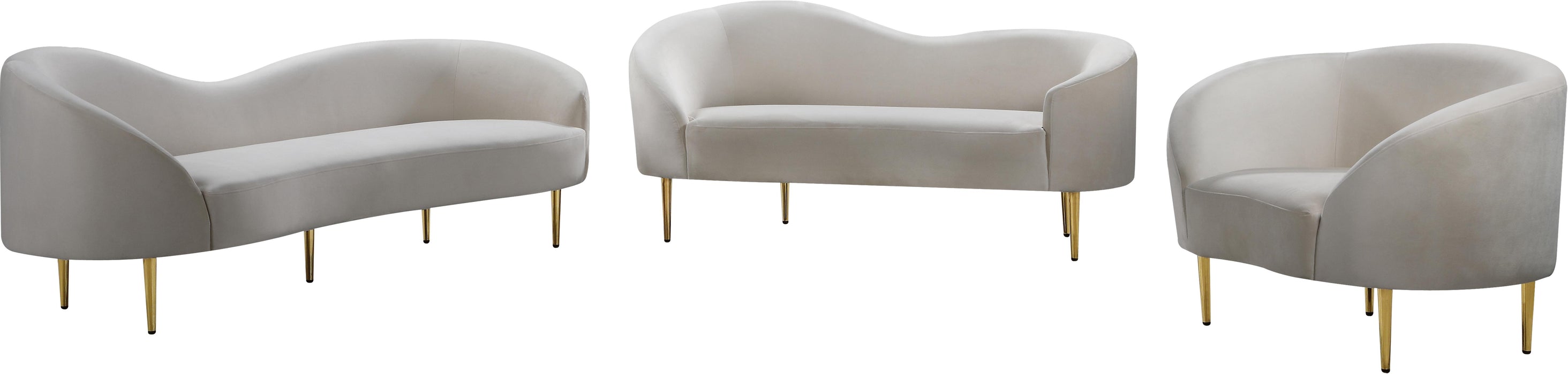 Ritz Cream Velvet Loveseat - James Furniture (NY)