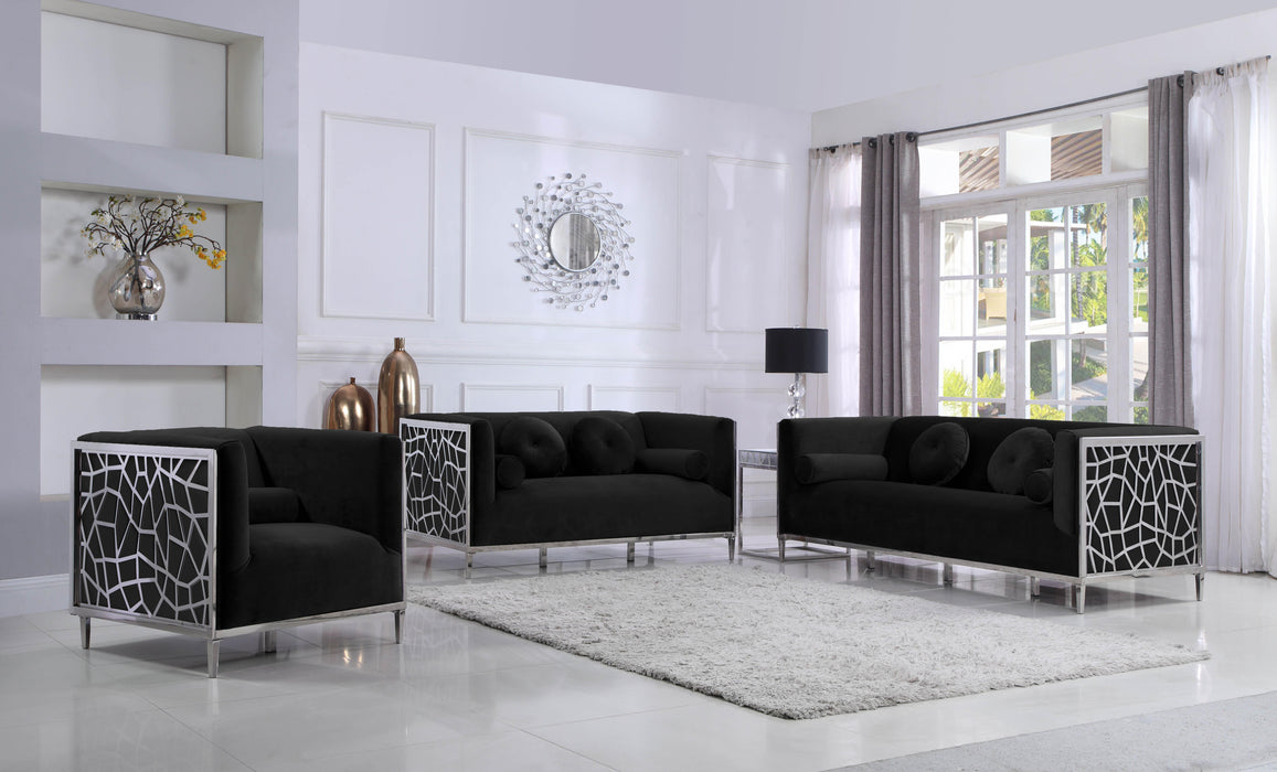 Opal Black Velvet Loveseat - James Furniture (NY)