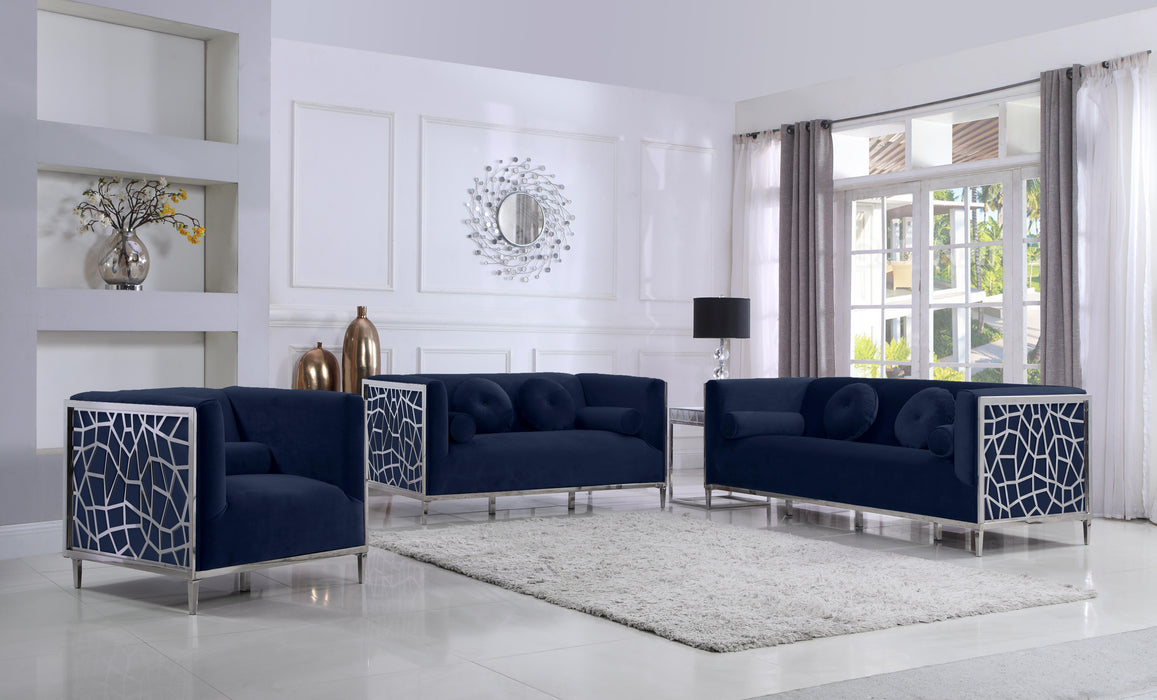 Opal Navy Velvet Loveseat - James Furniture (NY)