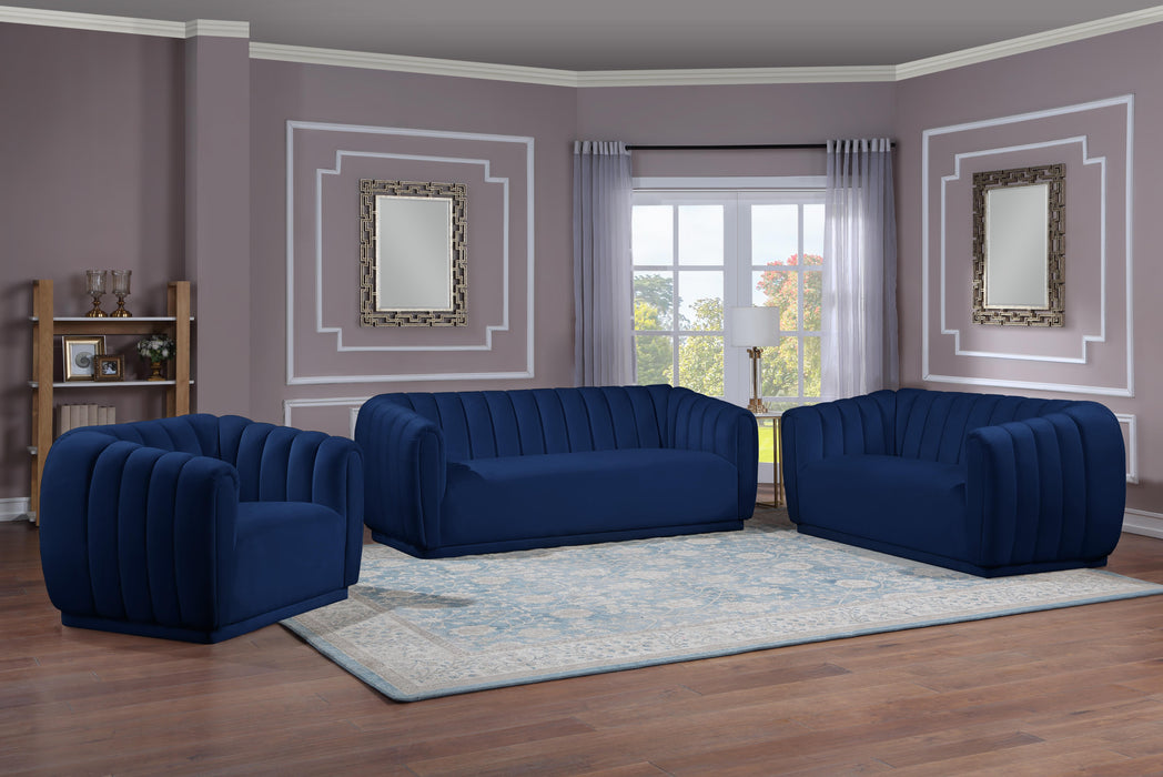 Dixie Navy Velvet Loveseat - James Furniture (NY)