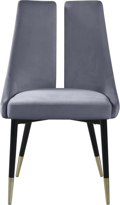 Sleek Grey Velvet Dining Chair