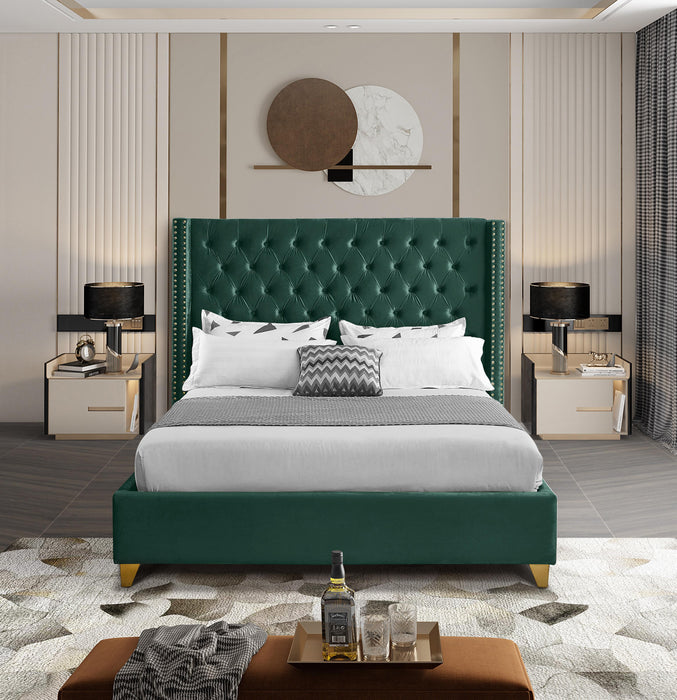 Barolo Green Velvet King Bed