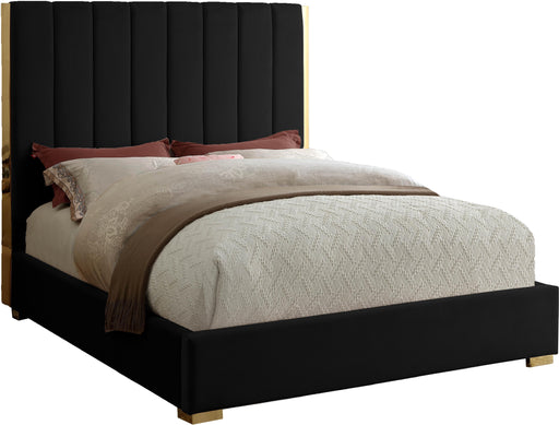 Becca Black Velvet King Bed - James Furniture (NY)