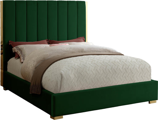 Becca Green Velvet Queen Bed - James Furniture (NY)