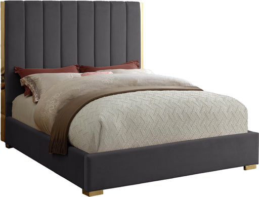 Becca Grey Velvet Queen Bed - James Furniture (NY)