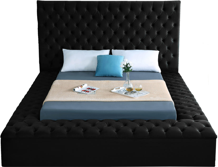 Bliss Black Velvet King Bed (3 Boxes) - James Furniture (NY)