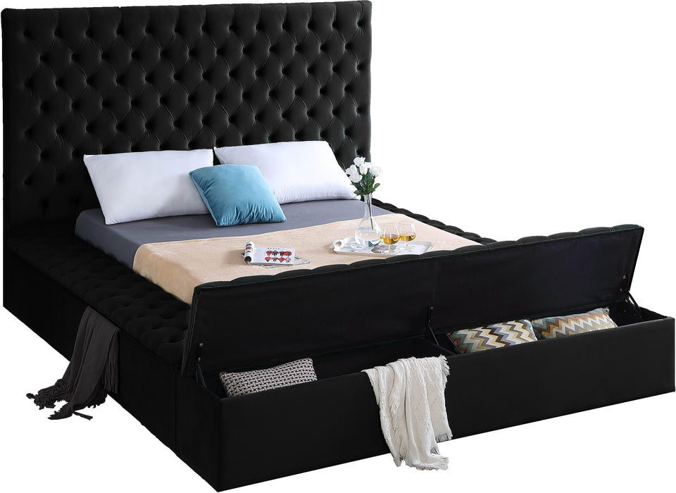 Bliss Black Velvet King Bed (3 Boxes) - James Furniture (NY)